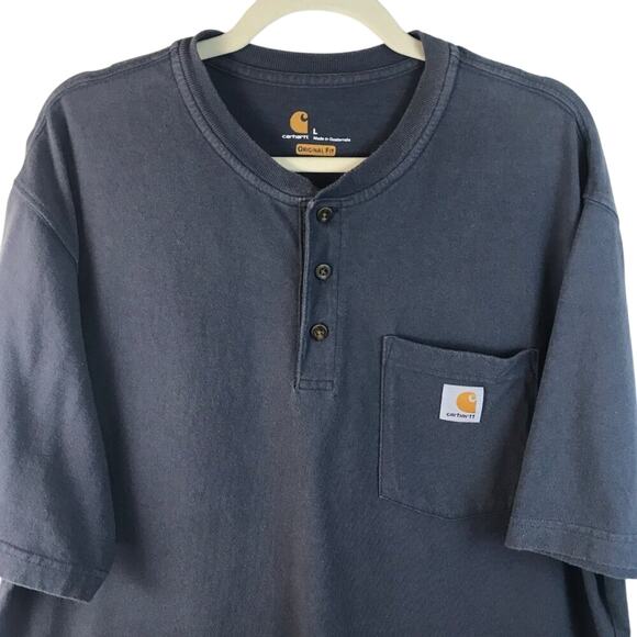 Carhartt Original Fit Short Sleeve Henley Shirt Size Large - Picture 2 of 9
